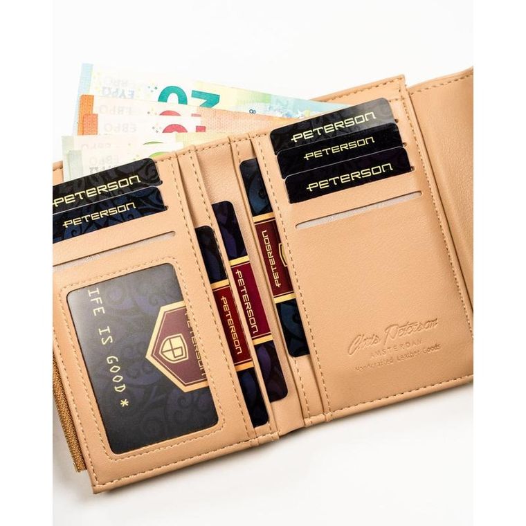Portfel, beżowy, skóra ekologiczna, Peterson