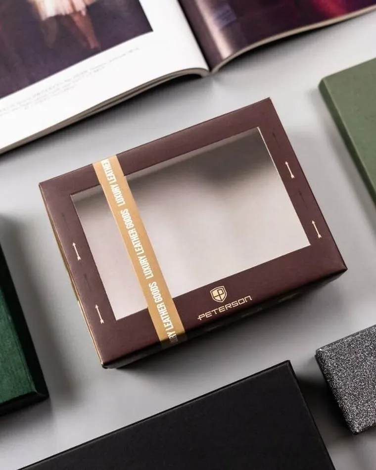 Portfel, beżowy, skórzany, Peterson