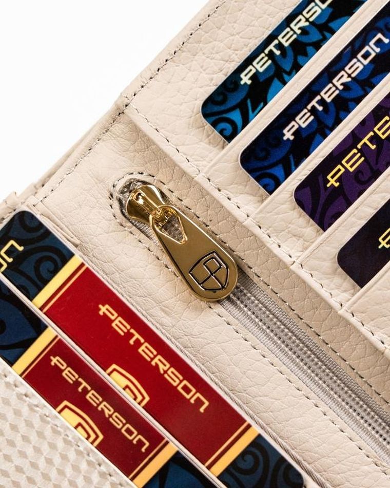 Portfel, beżowy, skórzany, Peterson