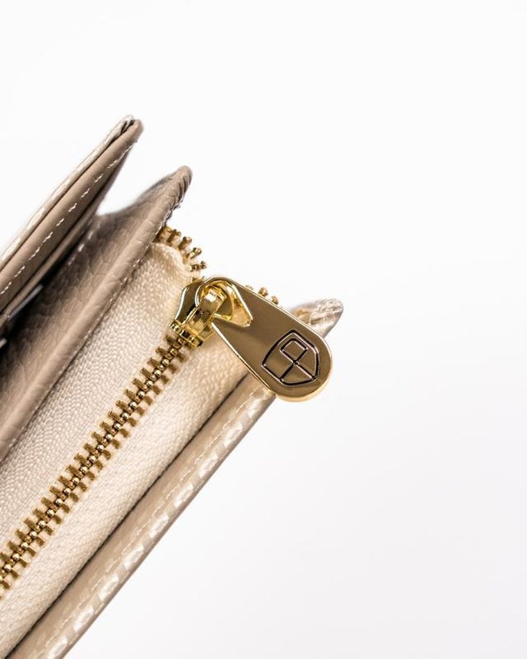 Portfel, beżowy, skórzany, Peterson