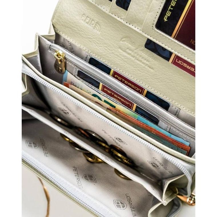 Portfel, beżowy, skórzany, Peterson