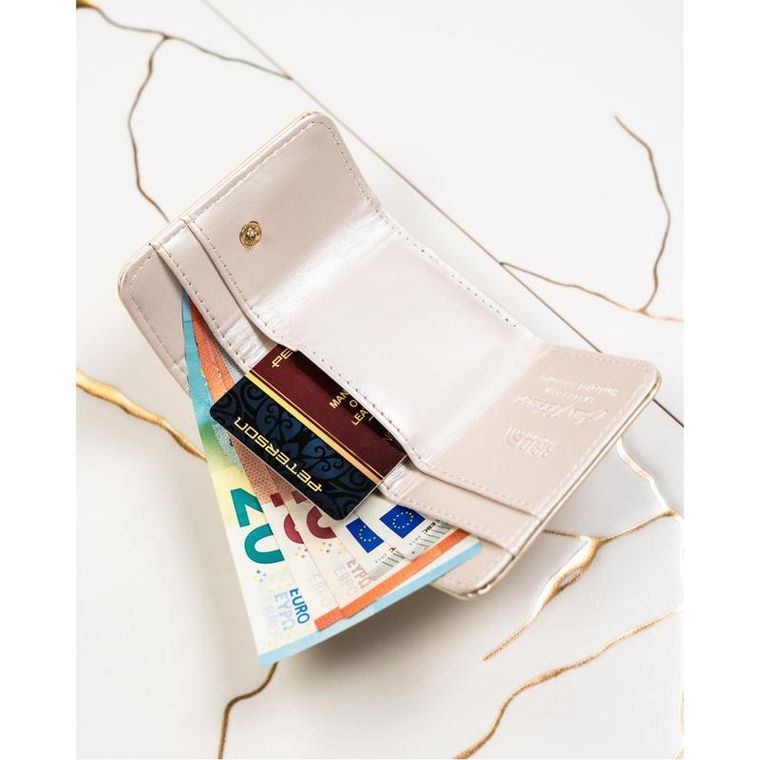 Portfel, beżowy, skórzany, Peterson