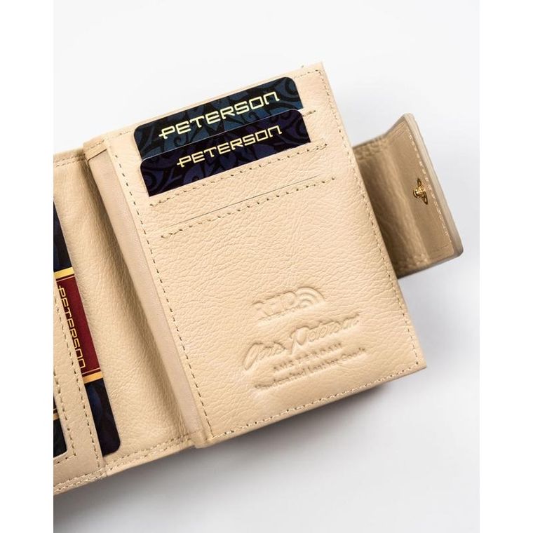 Portfel, beżowy, skórzany, Peterson