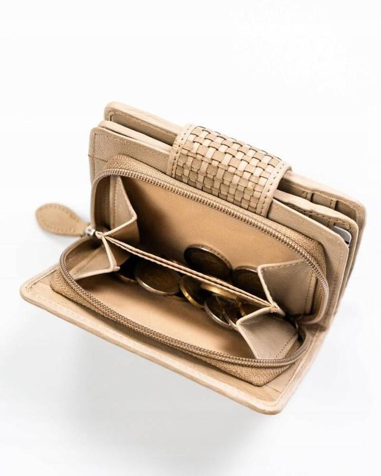 Portfel, beżowy, skórzany, RFID, Rovicky