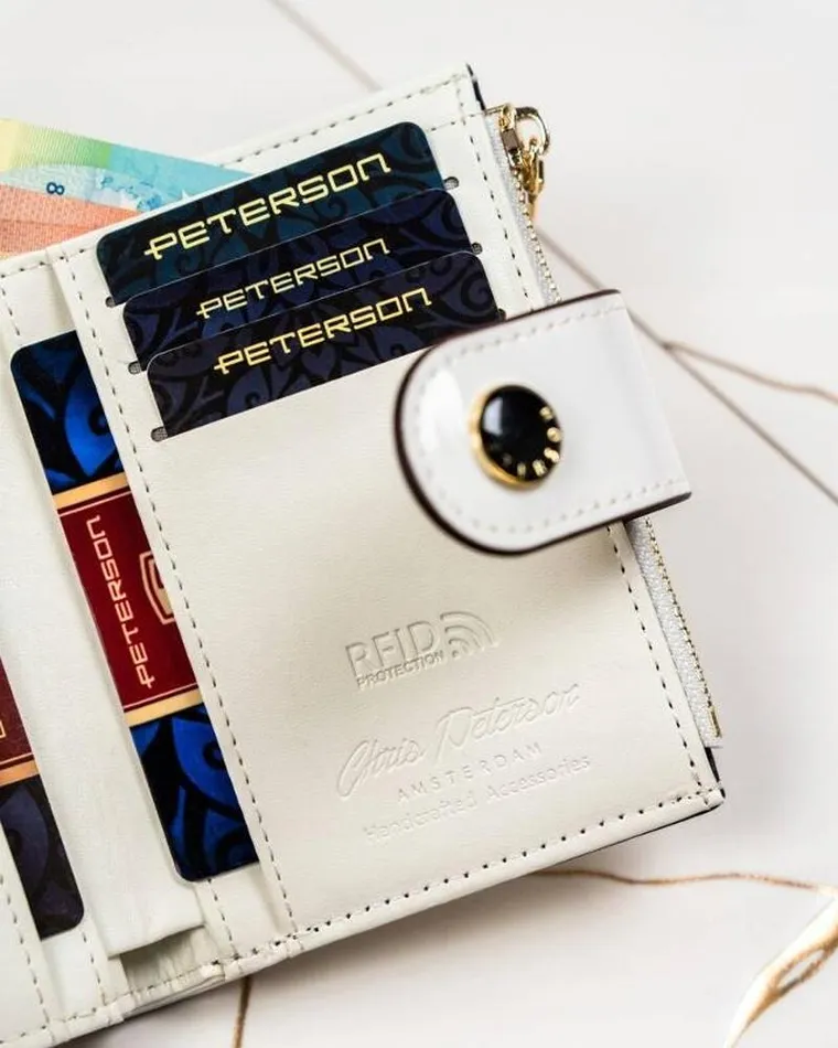 Portfel, biały, skóra ekologiczna, Peterson