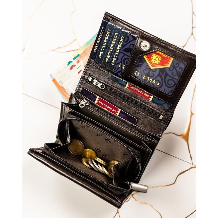 Portfel, brązowy, RFID, Peterson