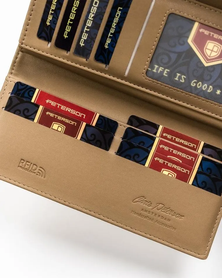 Portfel, brązowy, skóra ekologiczna, Peterson