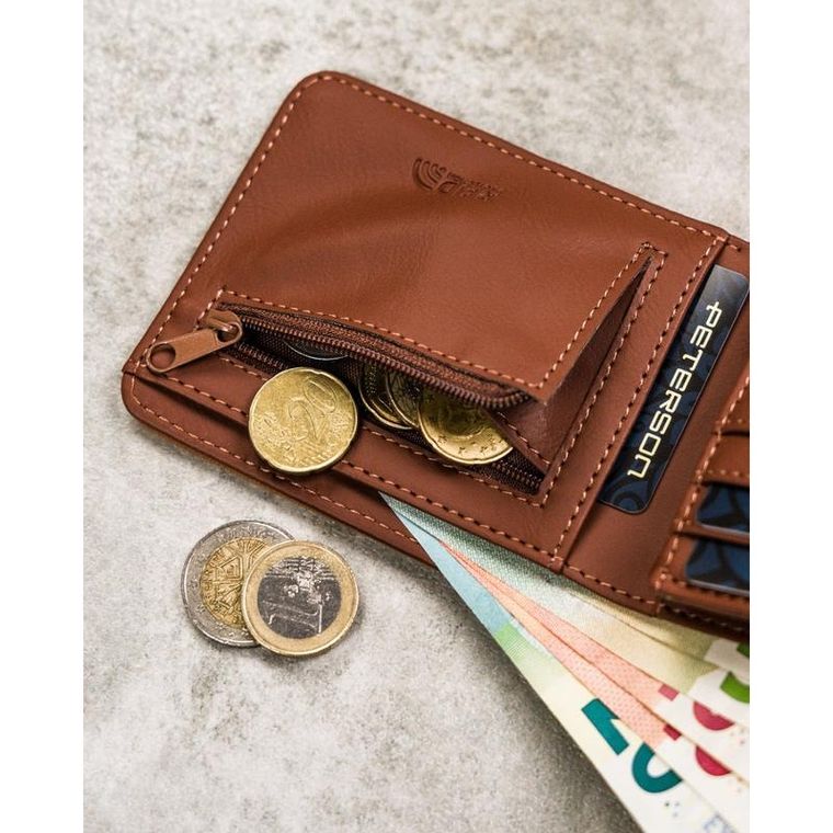 Portfel, brązowy, skóra ekologiczna, Peterson