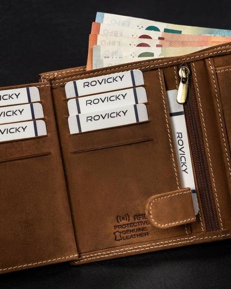 Portfel, brązowy, skórzany, Always Wild