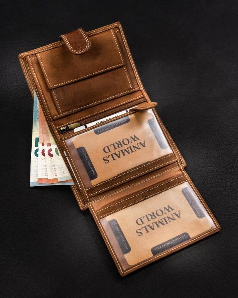 Portfel, brązowy, skórzany, Always Wild