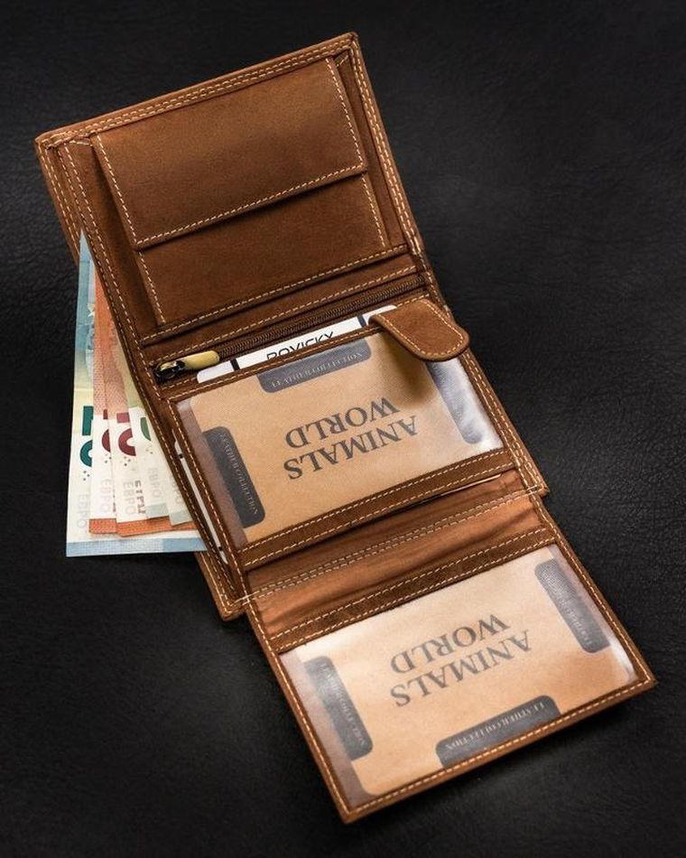 Portfel, brązowy, skórzany, Always Wild