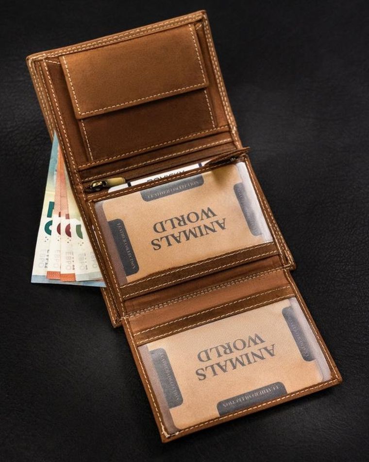 Portfel, brązowy, skórzany, Always Wild