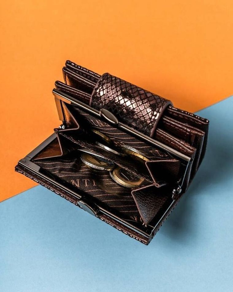 Portfel, brązowy, skórzany, Lorenti