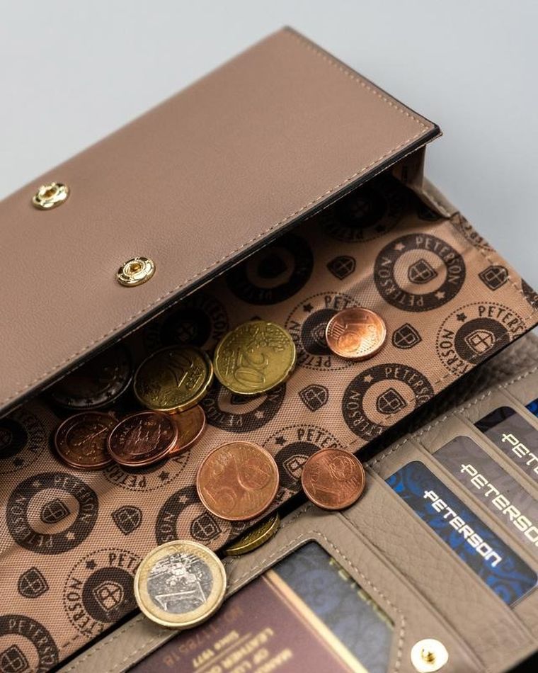 Portfel, brązowy, skórzany, Peterson