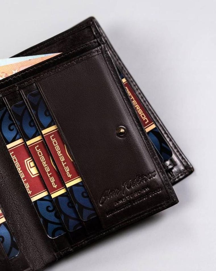 Portfel, brązowy, skórzany, Peterson