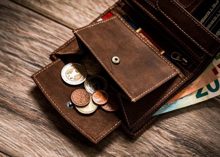 Portfel, brązowy, skórzany, Peterson