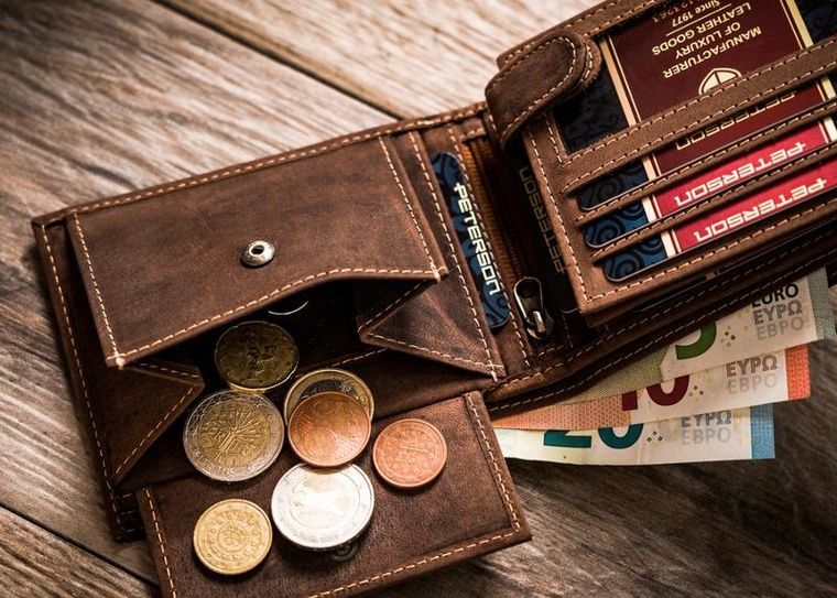 Portfel, brązowy, skórzany, Peterson