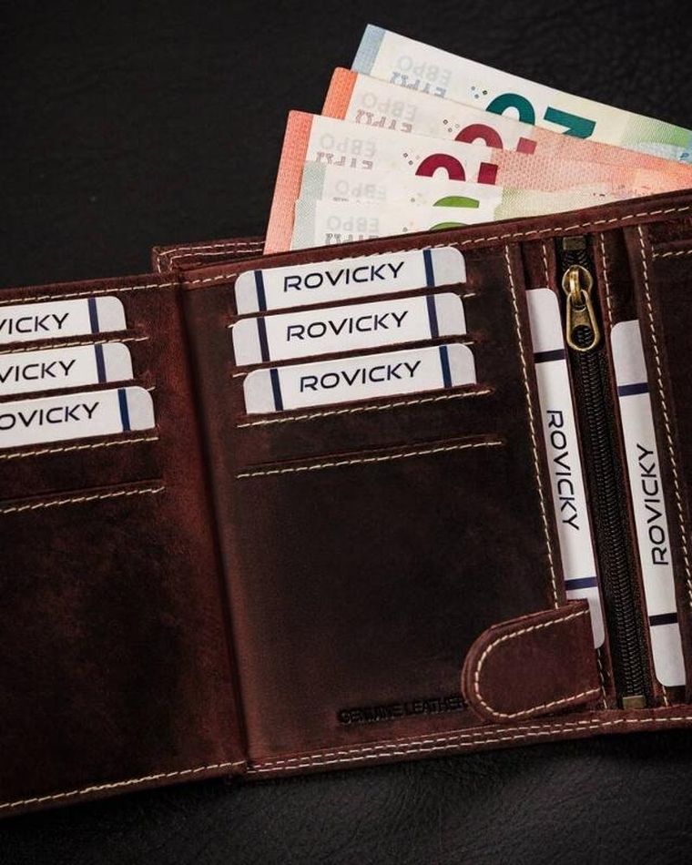 Portfel, brązowy, skórzany, RFID, Always Wild