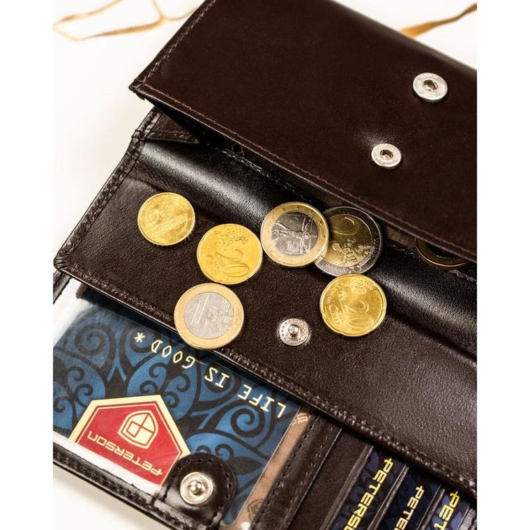 Portfel, brązowy, skórzany, RFID, Peterson