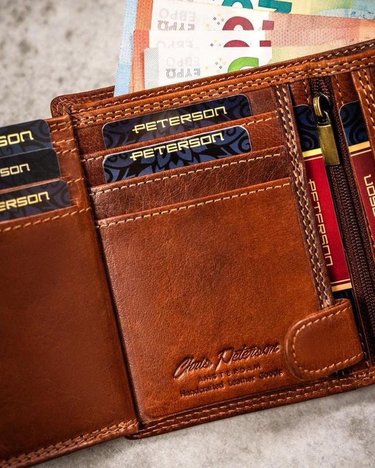 Portfel, brązowy, skórzany, waga, Peterson
