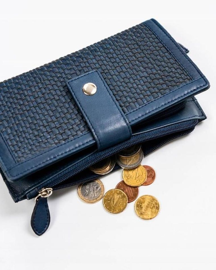 Portfel, ciemnoniebieski, skórzany, RFID, Rovicky