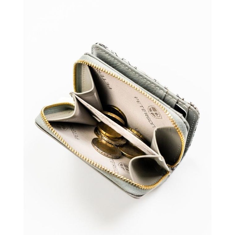 Portfel, czarno-biały, skórzany, Peterson