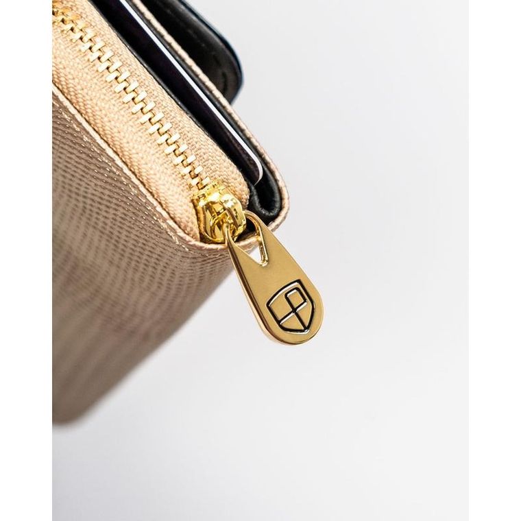 Portfel, czarno-złoty, skórzany, Petereson