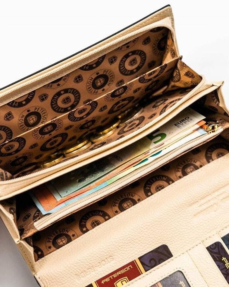 Portfel, czarno-złoty, skórzany, Peterson