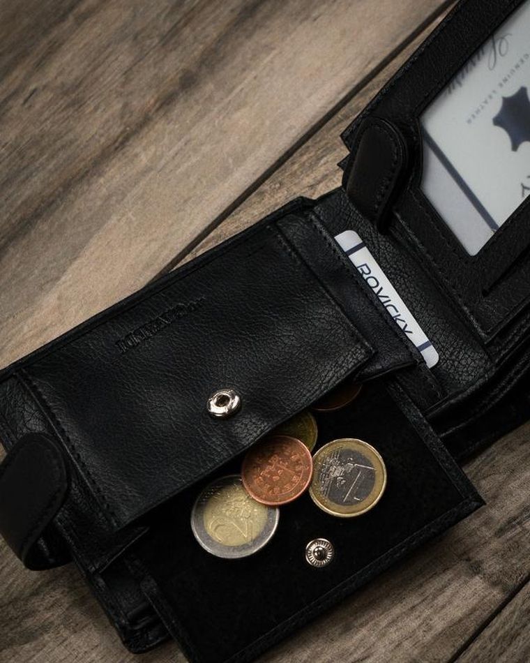 Portfel, czarny, skóra ekologiczna, Cavaldi