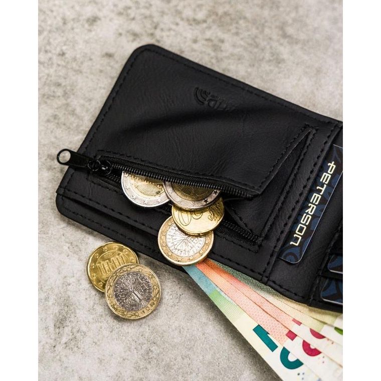 Portfel, czarny, skóra ekologiczna, Peterson