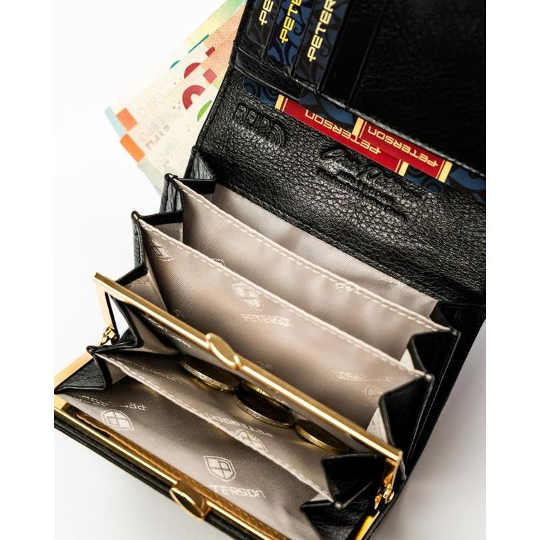 Portfel, czarny, skóra ekologiczna, Peterson