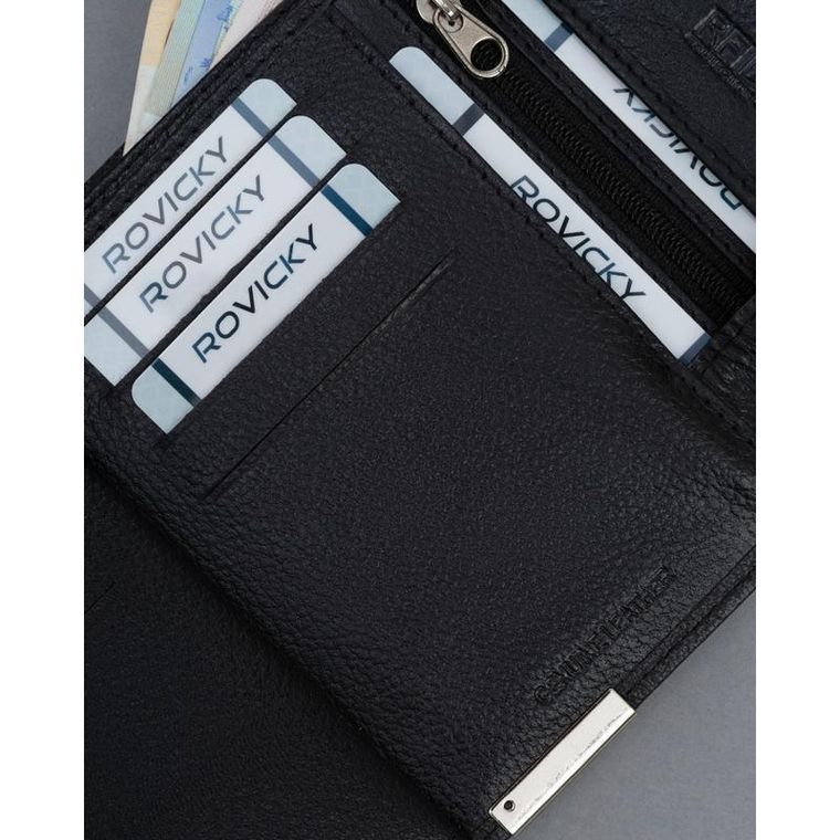 Portfel, czarny, skórzany, 4U Cavaldi