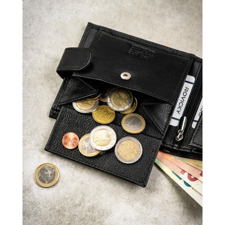 Portfel, czarny, skórzany, 4U Cavaldi