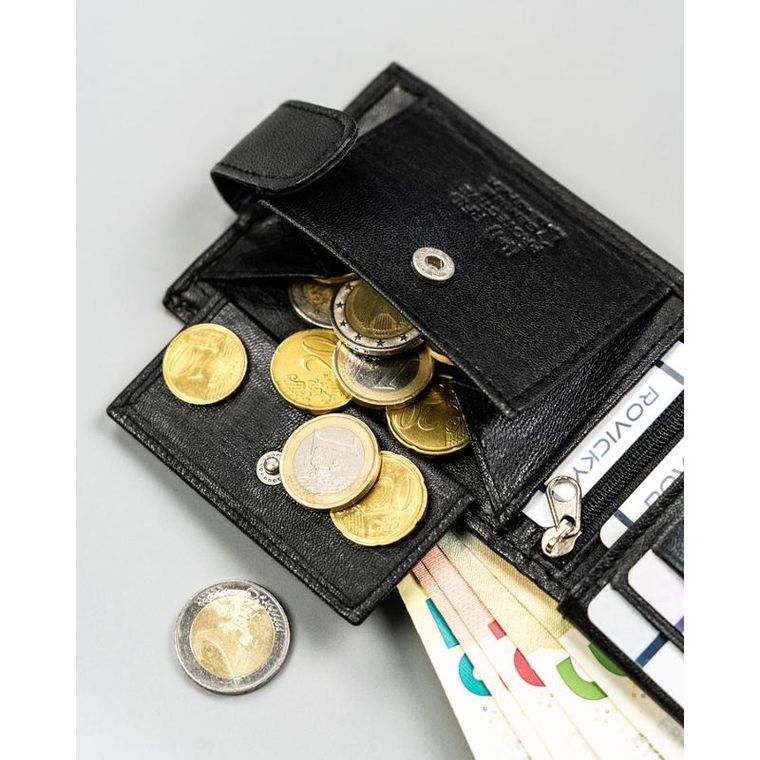 Portfel, czarny, skórzany, 4U Cavaldi