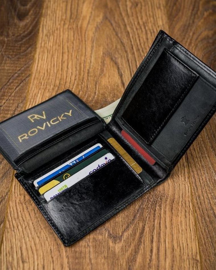 Portfel, czarny, skórzany, Cavaldi