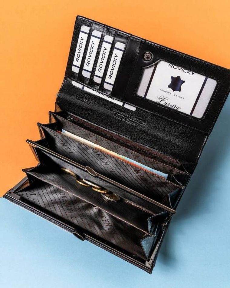 Portfel, czarny, skórzany, Lorenti