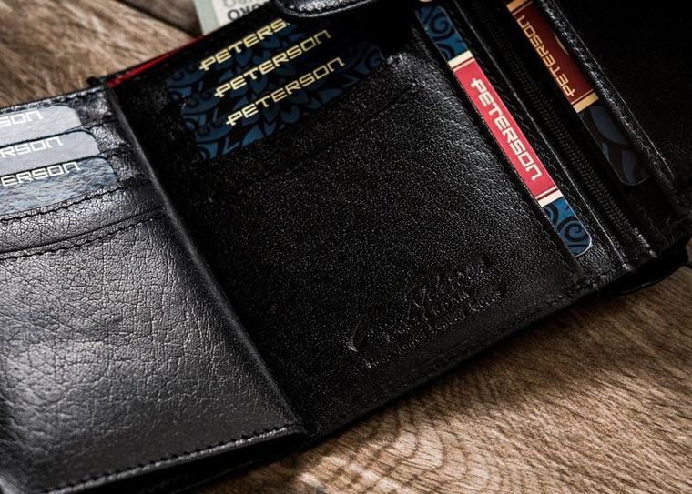 Portfel, czarny, skórzany, Peterson