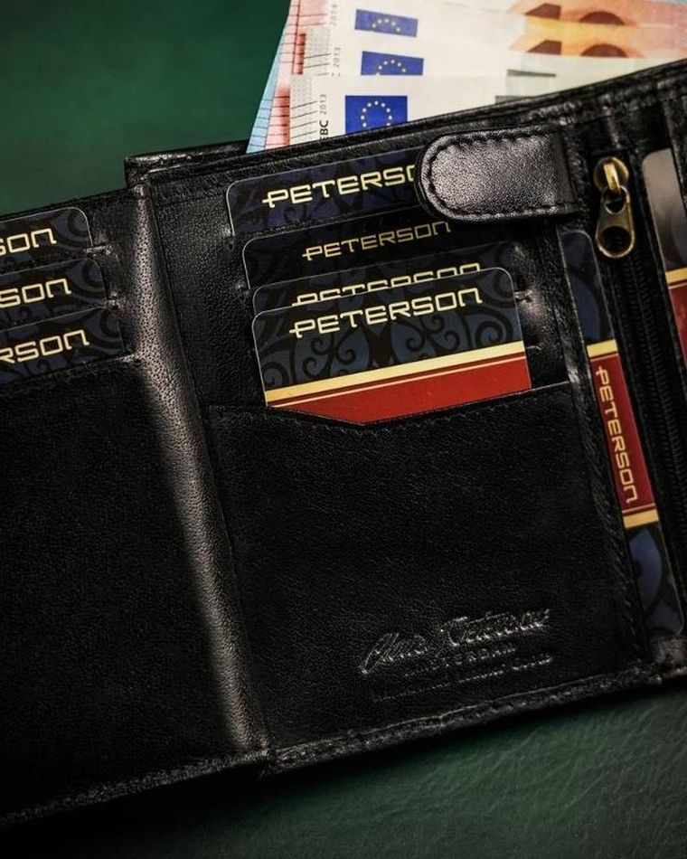 Portfel, czarny, skórzany, Peterson