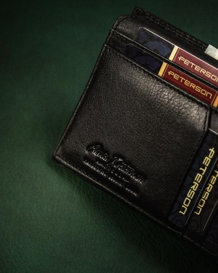 Portfel, czarny, skórzany, Peterson