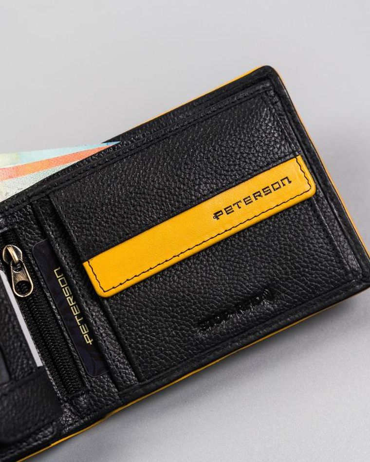 Portfel, czarny, skórzany, Peterson