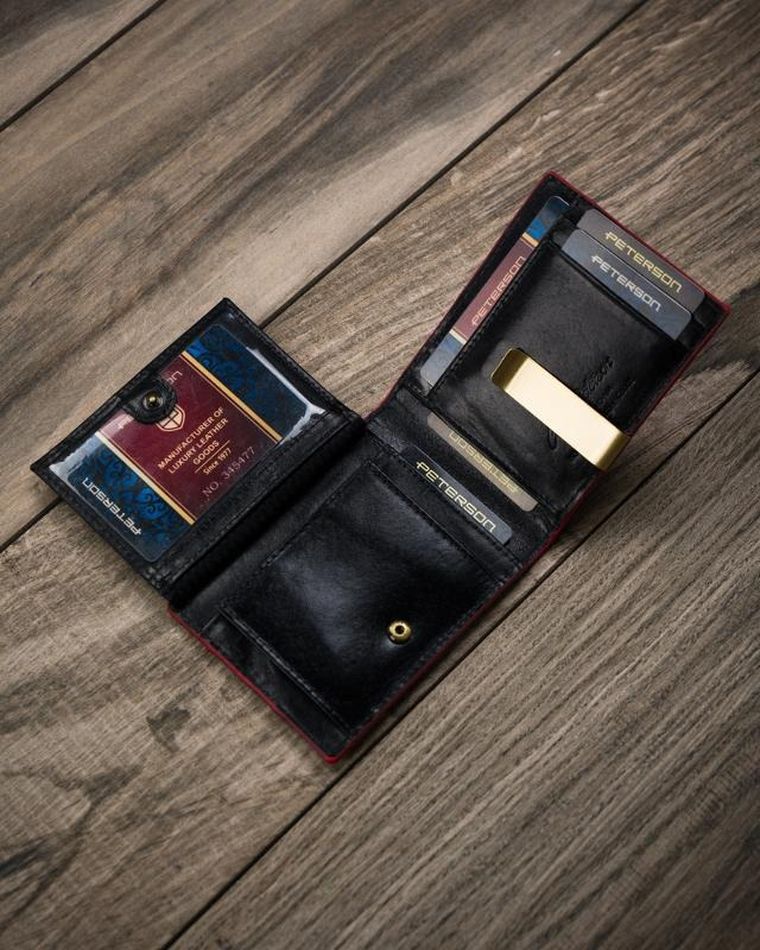 Portfel, czarny, skórzany, Peterson