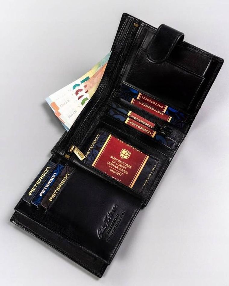 Portfel, czarny, skórzany, Peterson