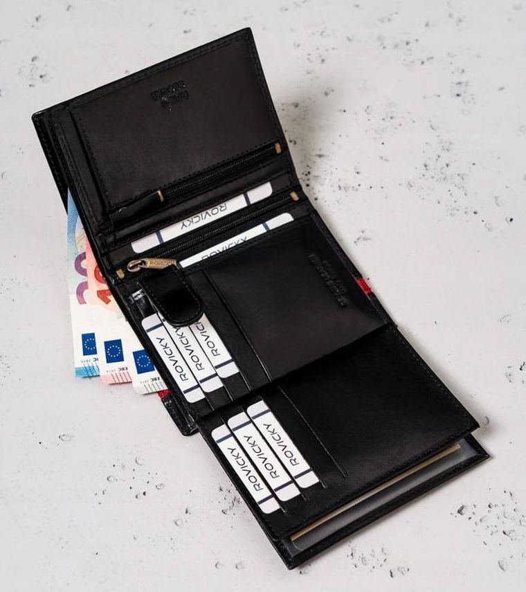 Portfel, czarny, skórzany, Peterson