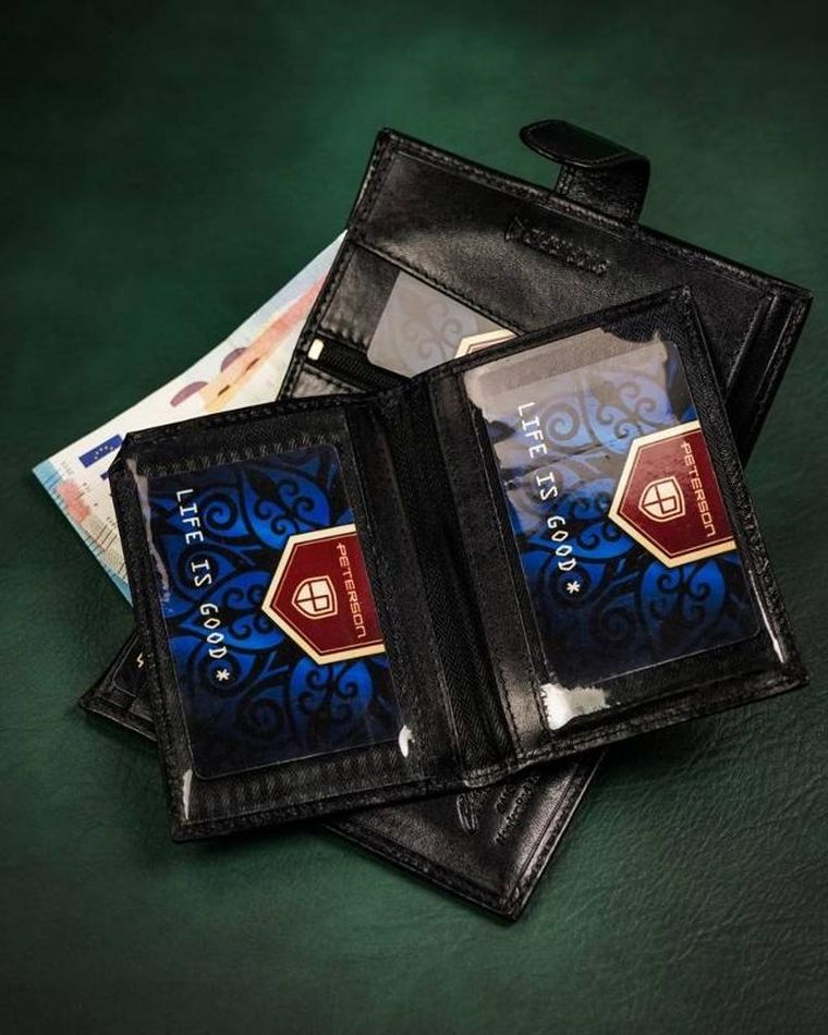 Portfel, czarny, skórzany, Peterson