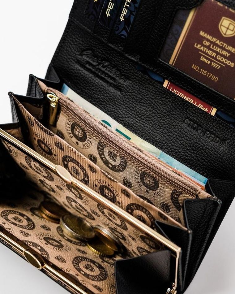 Portfel, czarny, skórzany, Peterson