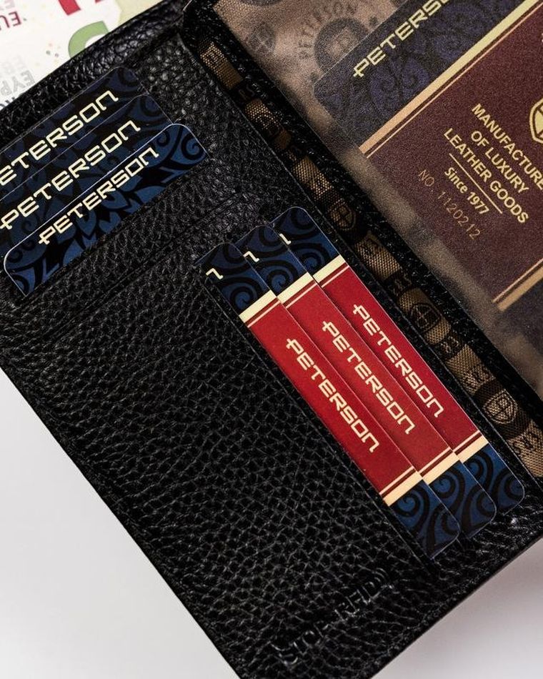Portfel, czarny, skórzany, Peterson