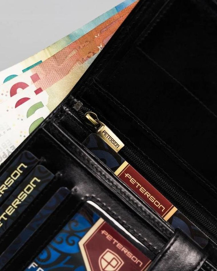 Portfel, czarny, skórzany, Peterson