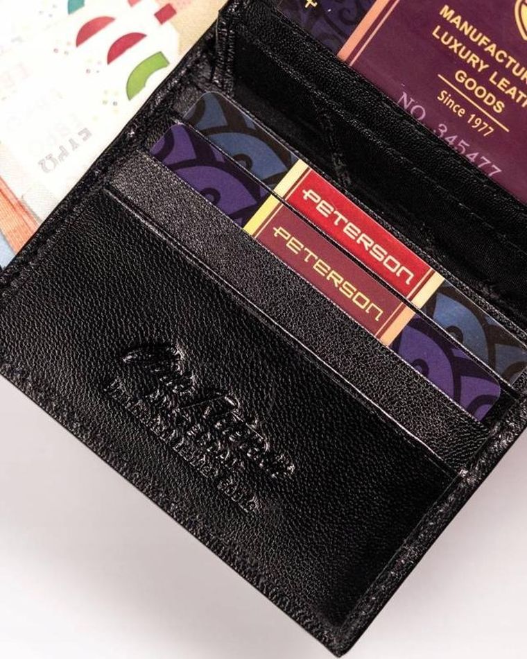 Portfel, czarny, skórzany, Peterson