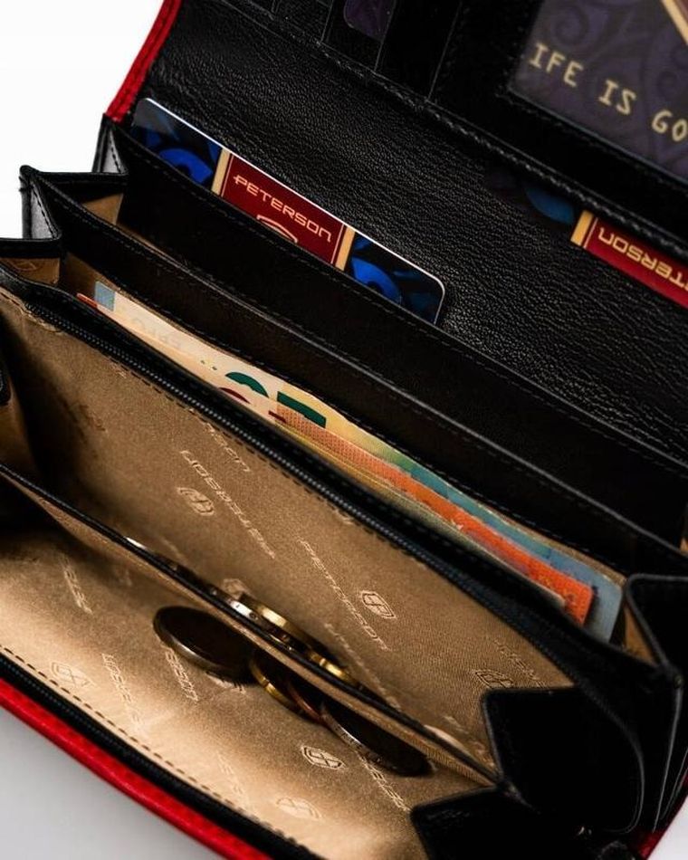 Portfel, czarny, skórzany, Peterson