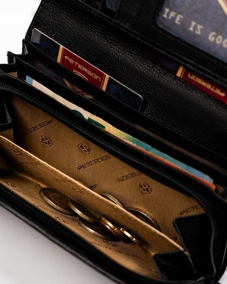 Portfel, czarny, skórzany, Peterson